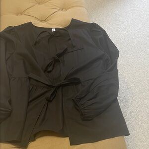 Chic Black Women's Blouse with Tie Detail